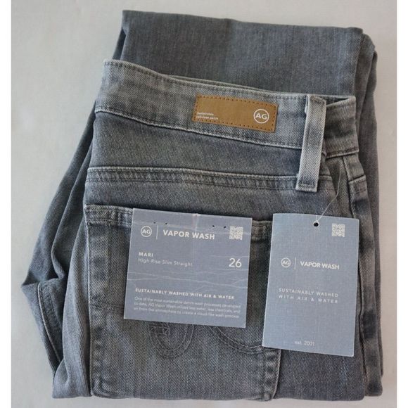 AG Women's Sz 26R / US 2 Gray Mari High Rise Cropped Slim Straight Jeans $215 - Picture 8 of 13